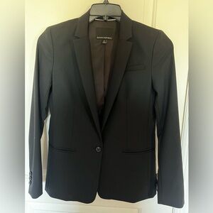 Banana Republic Black Lightweight Wool One-Button Suit Blazer 0